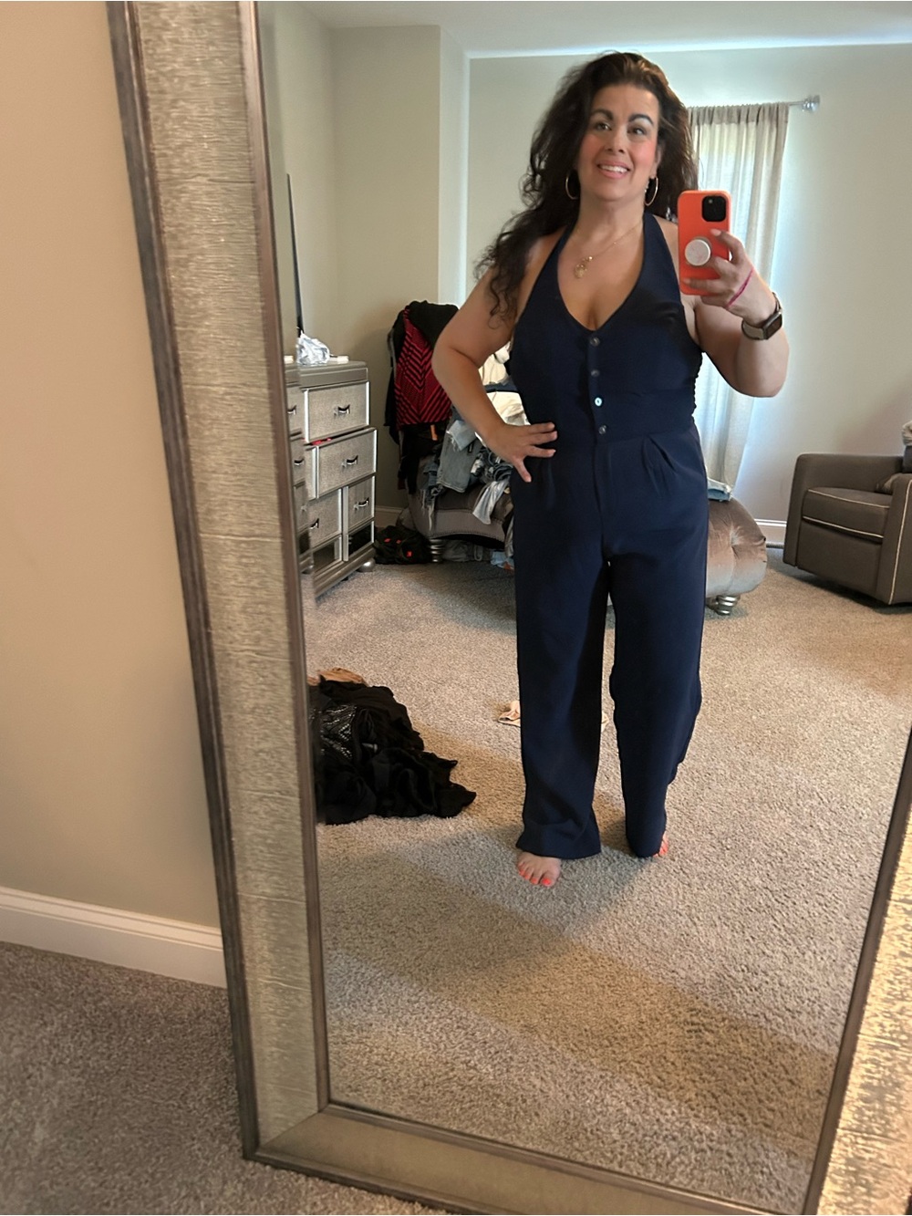Remi Brook Navy Jumpsuit Size Large - Picture 2 of 3